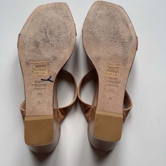 Stuart Weitzman Cork Wedge Slides Beige Nude Size 8 - Picture 4 of 5